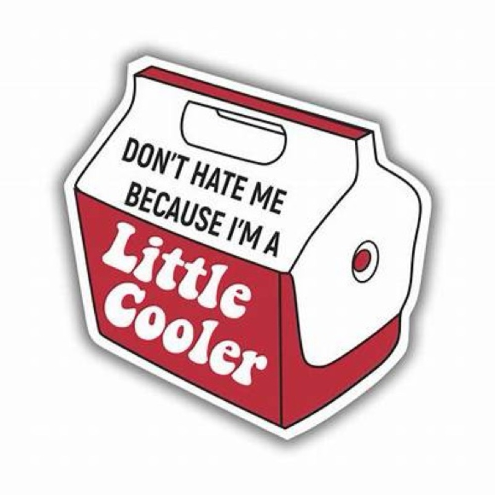 Red and White Cooler Sticker